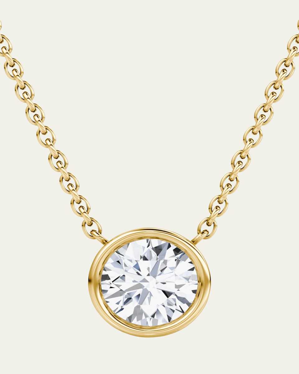 Round Bezel-Cut Lab Grown Diamond Solitaire Necklace, 0.75tcw